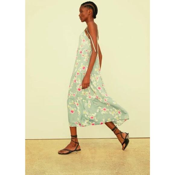 Zara Blue Floral Print Swing Midi Dress - XS - Picture 4 of 8